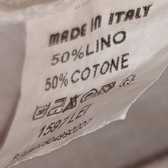 Made in Italy Linen Blend Split Back with Bow Sleeveless Top Silver Cream Size M - Picture 2 of 6